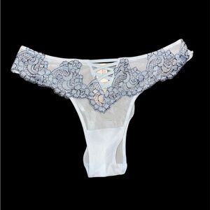 VS Blue Brazilian embroidered floral panty Medium